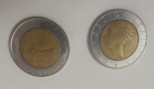 Monete 500 lire italiane - monete,