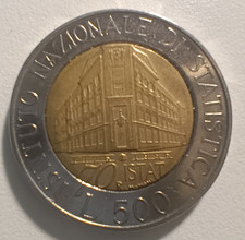 MONETA DA 500 LIRE 70° ISTAT